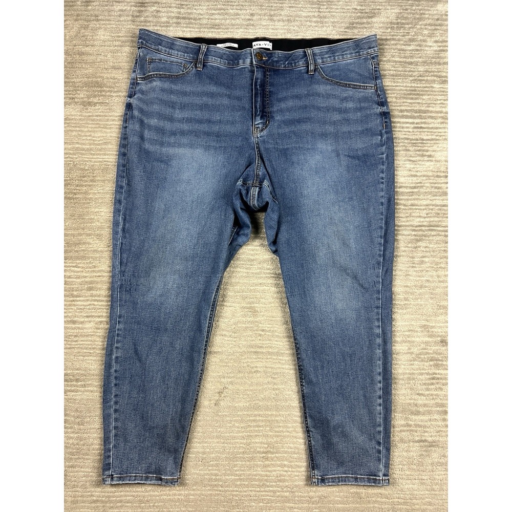 Ava & Viv Jeans Womens 26 Blue Denim‎ High Rise Skinny Comfort Waist